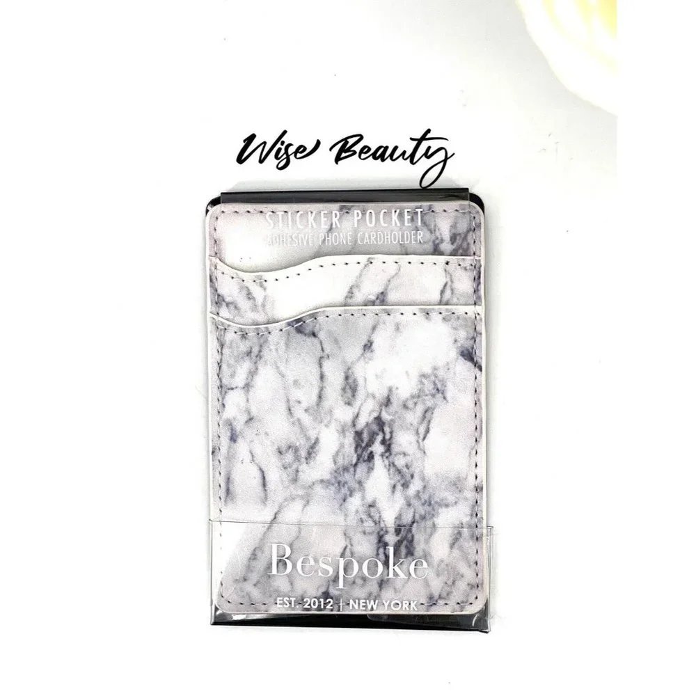 Bespoke Men's Mini Wallet Adhesive Phone Cardholder Light Gray Marble NEW